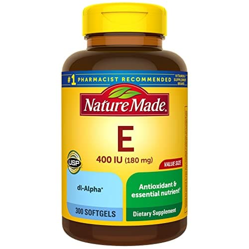 Best Vitamin E Capsules #4 from Nature Made Nature Made Vitamin E 180 mg (400 IU) dl-Alpha, Dietary Supplement for Antioxidant Support, 300 Softgels, 300 Day Supply
