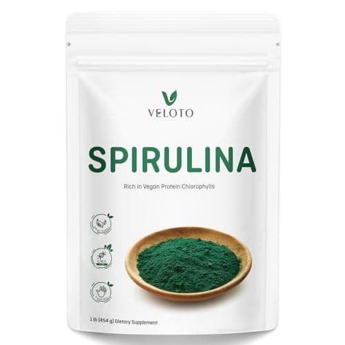 Best Spirulina Powders #1 from VELOTO VELOTO Spirulina Powder, Spirulina Superfood Powder, Natural Antioxidants & Vitamins Supplement, Pure Vegan Protein for Immune Support, Non-GMO. Gluten-Free, 1 Pound (16 Ounce)