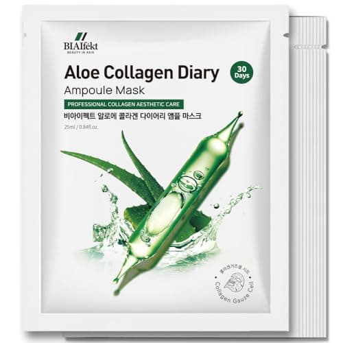 Best Collagen Face Masks #7 from BIAEffect BIAEffect BIAIfekt ALOE COLLAGEN Ampoule sheet face mask skin care Korean Hydrating, Soothing, Nourishing, Glass skins, Cooling, Premium daily, BEYOND HYDROGEL