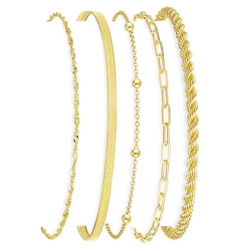 Best Gold Bracelets for Women #7 from BERISO BERISO Gold Bracelets for Women, Elegant Adjustable 14K Gold Plated Bracelet for Women, Trendy Minimalist Dainty Gold Bracelet for Everyday Wear