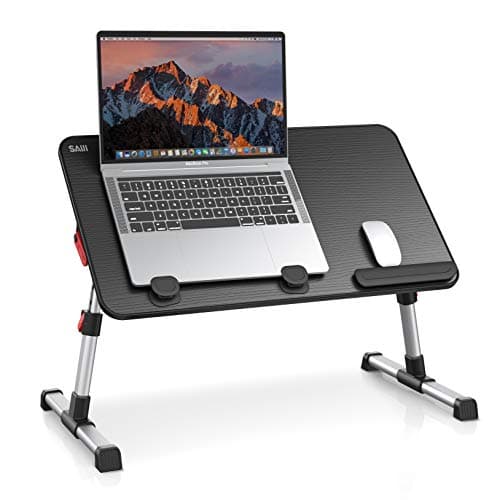 Best Foldable Laptop Desks #1 from SAIJI Laptop Desk Table, SAIJI Adjustable Laptop Stand, Portable Lap Desks with Foldable Legs, Notebook Standing Breakfast Tray Reading Desk for Sofa Couch Bed Floor (Black,Medium Size)