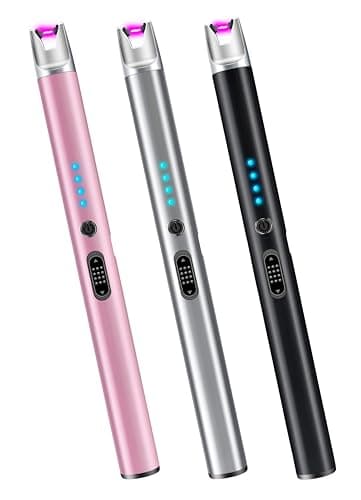 Best Electric Lighters #8 from Luxgaze Luxgaze 3 Pack Electric Candle Lighter Rechargeable USB Lighters Flameless Windproof Plasma Arc Lighters with Safety Lock Long Lighter for Candle BBQ Camping Birthday Party