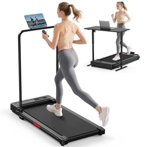 Best Compact Folding Treadmills #5 from Ulfario Walking Pad Treadmill for Home - Folding Treadmills with Handle Bar Portable Compact Fold up Indoor Foldable Handles Electric Walk Pads Small Spaces Mini Running Quiet Under Bed Office