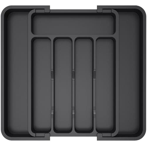 Best Drawer Organizers for Kitchen #1 from Lifewit Lifewit Silverware Drawer Organizer, Expandable Utensil Tray for Kitchen, BPA Free Flatware and Cutlery Holder, Adjustable Plastic Storage for Spoons Forks Knives, 8.5"-14.1" x 12.1", Black
