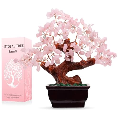 Best Crystal Money Trees #1 from Parma77 Parma77 Feng Shui Natural Rose Pink Quartz Crystal Money Tree, Healing Crystal Trees Bonsai Style Decoration for Wealth and Luck for Home Decor, Gifts for Women