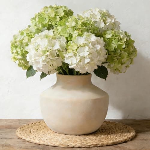 Best Decorative Vases #4 from ELYSIIRENA ELYSIIRENA Ceramic Flower Vase, 5.5 Inch Off-White Farmhouse Vase, Handcrafted Weathered Pottery Vase, Small Flower Vase for Home Decor, Living Room, Table, Shelf