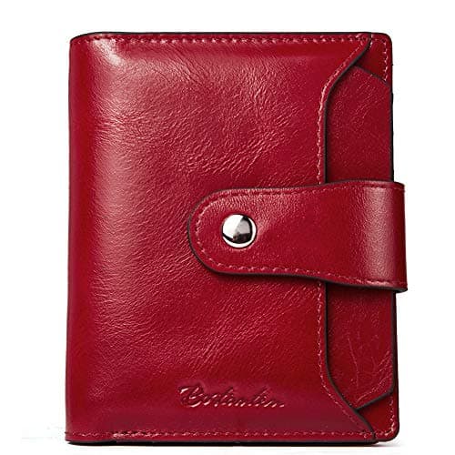 Best Red Wallets #5 from BOSTANTEN BOSTANTEN Women Leather Wallet RFID Blocking Small Bifold Zipper Pocket Wallet Card Case Purse with ID Window Red
