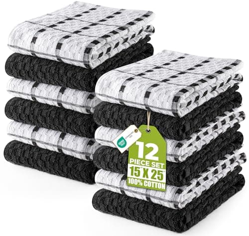Best Cotton Kitchen Towels #7 from Utopia Towels Utopia Towels - Kitchen Towels 12 Pack, 15 x 25 Inches, 100% Ring Spun Cotton Super Soft and Absorbent Linen Dish, Tea and Bar Towels Set, Black