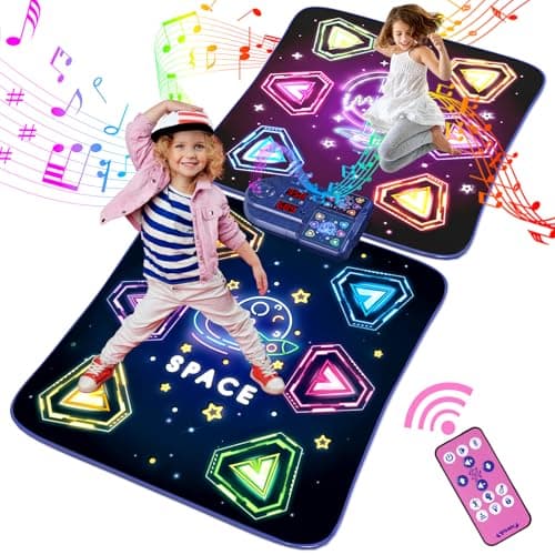 Best Dance Mats for Kids #8 from TooLion Dance Mat Toys for 3-12 Year Old Girls Boy, 2 Players Dance Mat with Light-up 12 Buttons & 5 Games Mode,Kids Dance Game Toy for Girl, Xmas Birthday Gifts for 3 4 5 6 7 8 9 10+ Year Old Girls Boys