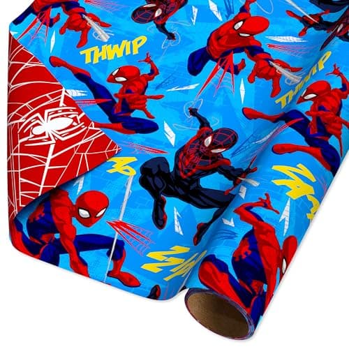 Best Wrapping Paper for Boys #4 from American Greetings American Greetings 40 sq. ft. Reversible Spiderman Wrapping Paper for All Occasions (1 Roll, 30 in. x 192 in.)