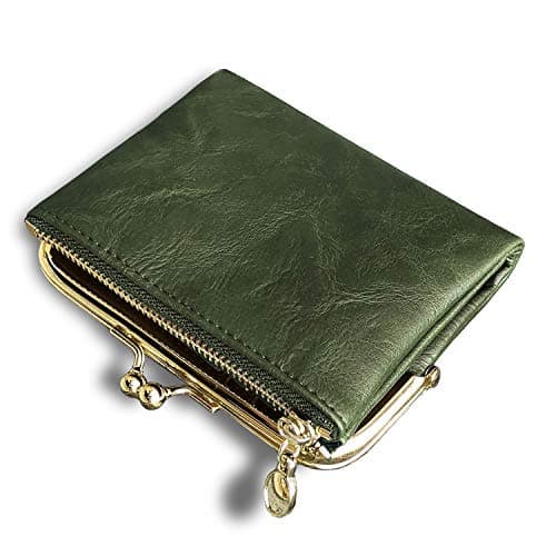 Best Green Wallets #9 from AOXONEL AOXONEL Womens Wallet Small Rfid Ladies Compact Bifold Leather Vintage Coin Purse With Zipper and Kiss Lock (Green)