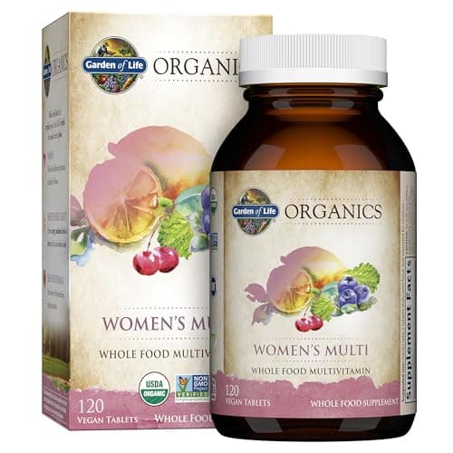Best Organic Multivitamins for Women #4 from Garden of Life Garden of Life Organics Multivitamin for Women, Womens Multi with Vitamin C, D, Folate, B6, B12, Biotin, Iron, Vegan Whole Food Vitamins for Women, Energy, Skin, Nails, 120 Tablets