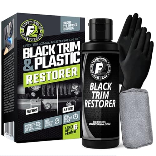 Best Plastic Restorers #2 from ExoForma ExoForma Black Trim Restorer - Unique Dye-Infused Formula Lasts 6+ Months - Restores Factory Black to Plastic Trim - Protects Against UV Rays, Helps Conceal Scratches & Scuff Marks - Works in Seconds