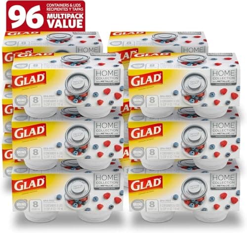 Best Small Containers with Lids #8 from Glad Glad GladWare Home Mini Round Food Storage Containers - Small Meal Container Holds up to 4 Ounces of Food - Lock Tight Seal, 8 Count - 12 Pack