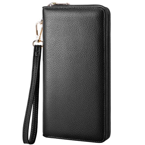 Best Black Wallets #7 from Chelmon Chelmon Women's Vegan Leather Clutch Wallet with Zip, Hand Strap, Large Capacity