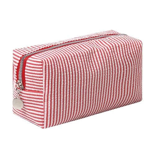 Best Red Makeup Bags #4 from OZAOZ OZAOZ Makeup Bag Cosmetic Bag Travel Toiletry Bag Aesthetic Canvas Organizer Bag Zipper Pouch for Women (M-red)