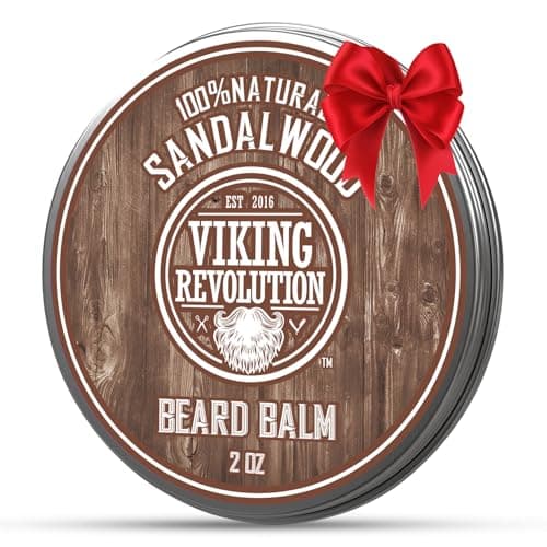 Best Beard Balms #7 from Viking Revolution Viking Revolution Sandalwood Beard Balm - Beard Butter with Argan Oil, Beard Softener for Men with Jojoba Oil - Beard Moisturizer for Men with Beeswax - Beard Wax for Men (2oz, 1 Pack)