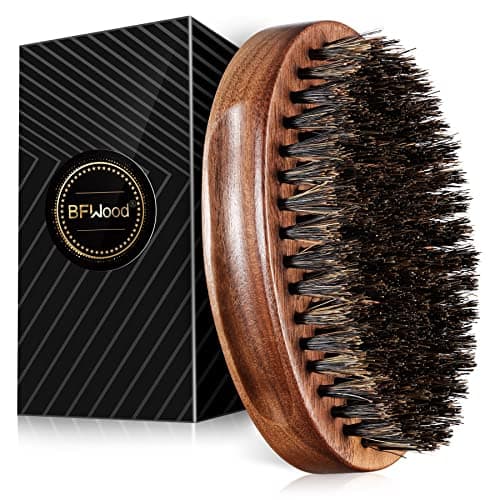 Best Beard Brushes #8 from BFWood BFWood Boar Bristle Beard Brush - Black Wood Walnut Military Style, Men's Wooden Mustache Brush