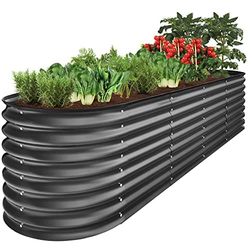 Best Tall Outdoor Metal Raised Garden Beds #4 from Best Choice Products Best Choice Products 8x2x2ft Metal Raised Garden Bed, Oval Outdoor Deep Root Planter Box for Vegetables, Herbs w/ 4 Support Bars, 215 Gal Capacity - Charcoal