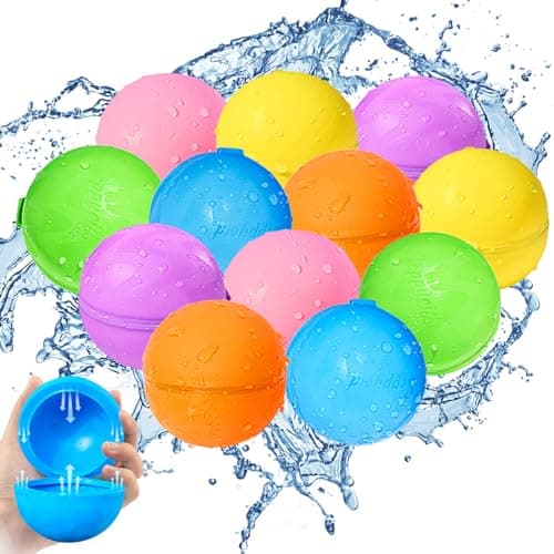 Best Reusable Water Balloons for Kids #6 from SCUATANBE 12PCS Reusable Water Balloons - Quick Fill Water Balls Toys For Toddler Age 4-8 - Refillable Self-Sealing Water Splash Bomb For Summer Party Pool Outdoor Beach Toys for kids Age 8-12