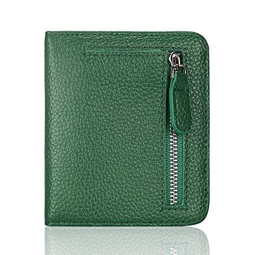 Best Green Wallets #1 from FT FUNTOR FUNTOR Leather Wallet for women, Ladies Small Compact Bifold Pocket RFID Blocking Wallet for Women, Dark Green