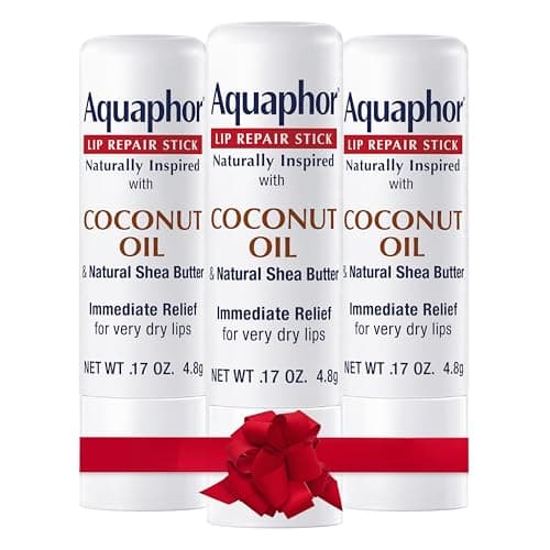 Best Aquaphor lipsticks #8 from Aquaphor Aquaphor Naturally Inspired Lip Repair Stick with Coconut Oil and Natural Shea Butter, Hydrating Lip Balm Immediately Relieves Dryness and Soothes Chapped Lips, 0.17 Oz Stick, Pack of 3