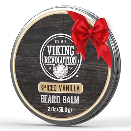 Best Beard Balms #9 from Viking Revolution Viking Revolution Spiced Vanilla Beard Balm - Beard Butter with Argan Oil, Beard Softener for Men with Jojoba Oil - Beard Moisturizer for Men with Beeswax - Beard Wax for Men (2oz, 1 Pack)