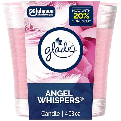 Best Pink Candles #6 from Glade Glade 1-Wick Scented Candle Jar, Angel Whispers, Air Freshener Infused with Essential Oils, 4.08 Oz