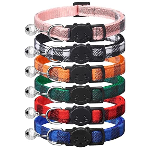 Best Cat Collars #9 from Extodry 6 Pack Classic Plaid Cat Collars with Bells - Breakaway Kitten Collar and Adjustable 6-9 in,Cute Kitty Collar for Girl Boy Cats,Pet Gifts,Accessories,Supplies,Stuff