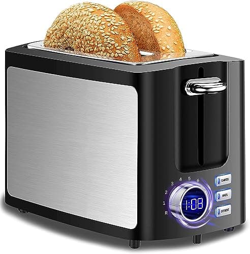Best 2-Slice Toasters #6 from Hommater Toaster 2 Slice Wide Slot Toaster Best Rated Prime Displav Smart Toasters with LCD Digital Countdown Timer and Bagel/Defrost/Cancel/Reheat Function