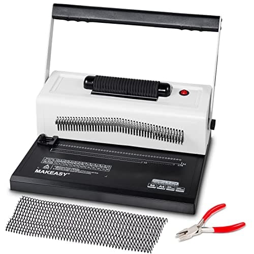 Best Binding Machines #4 from MAKEASY MAKEASY Spiral Coil Binding Machine with 46 Fully Disengaging Pins - Electric Coil Inserter - Adjustable Side Margin, Comes with Free 1 Box Coil Spines & Plier, 20 Sheet Punch Capacity