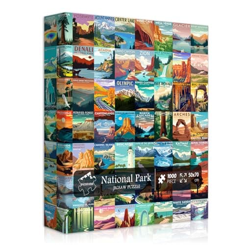 Best Puzzle for Adults #6 from PICKFORU National Parks Puzzle for Adults 1000 Pieces, Travel Poster Landscape Puzzle Including Zion Yellowstone Yosemite, Nature Jigsaw Puzzles Scenery Mountain Scene