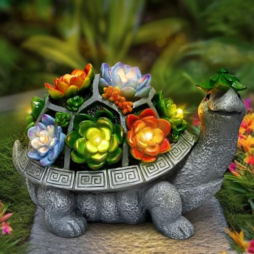 Best Statues Turtle for Garden #3 from VMANYFIRE 11.1 Inch Large Solar Garden Decor Turtle Statues Lights, Outdoor Figurine Decorations Ornament Lamps for Outside Yard, Lawn, Patio, Porch, Balcony, Unique Birthday Gifts for Mom women Grandma(Gray)