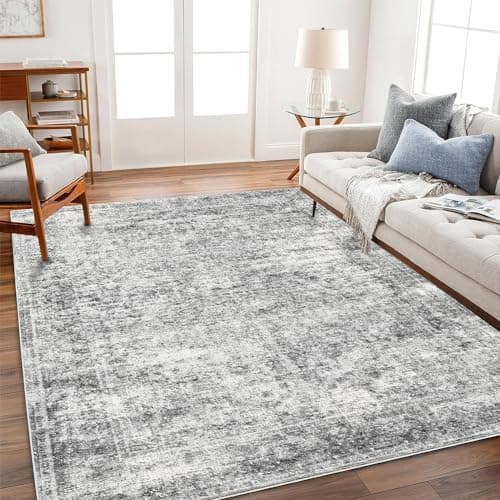 Best Ruggable Rugs #8 from CHAMPLANT CHAMPLANT Area Rug 4x6 Washable Rug Gray Vintage Traditional Floor Cover Foldable Thin Retro Accent Indoor Distressed Non Slip Carpet Floral Print Mat Bedroom Living Room Bathroom