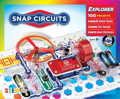 Best Educational Toys #5 from Snap Circuits Snap Circuits Jr. SC-100 Electronics Exploration Kit, Over 100 Projects, Full Color Project Manual, 28 Parts, STEM Educational Toy for Kids 8 +