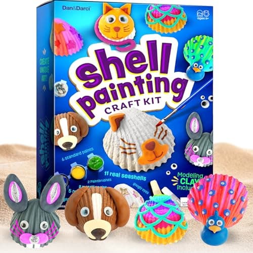 Best Easter Gifts for Kids #4 from Dan&Darci Dan&Darci Kids Sea Shell Painting Kit - Arts & Crafts Christmas Gifts for Boys and Girls - Craft Activities Kits - Creative Art Activity Gift Toys for Age 6, 7, 8, 9, 10, 11 & 12 Year Old 8-12