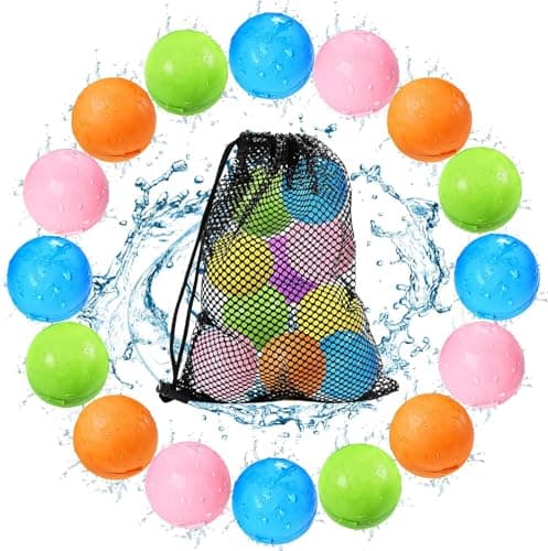 Best Reusable Water Balloons for Kids #2 from Tlitlimom Tlitlimom 16Pcs Reusable Water Bomb Balloons, Pool Beach Toys for Kids ages 3-12, Summer Toy Water Toy for and Girls, Outdoor Activities Water Games Toys Self Sealing Water Splash Ball for Fun
