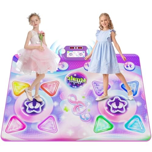 Best Dance Mats for Kids #4 from Mileonaim Mileonaim Dance Mat Toy Gift for Kids Ages 3 4 5 6 7 8 9 +, 2 Player Electronic Dance Pad with Music & Lights, for Boys and Girls Fun Floor Game for Birthdays, Christmas, Active Play at Home