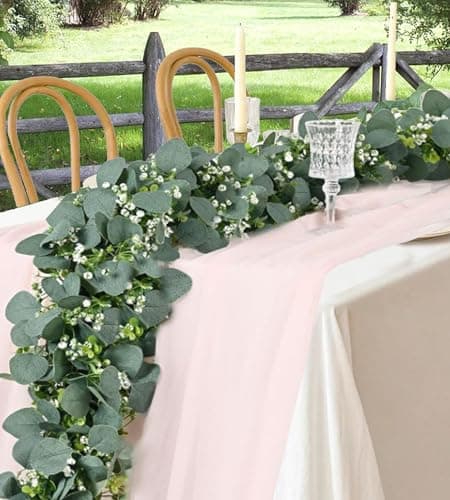 Best Spring Garlands #10 from Chiyinbao Eucalyptus Garland 6FT Artificial Ivy Greenery Fake Silver Dollar Eucalyptus Leaves Vines Table Decor Green Vine Spring Artificial Vines for Home Mantle Party Decor Indoor/Outdoor (2)