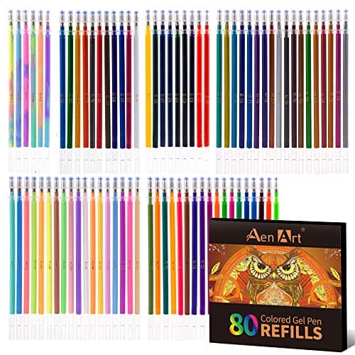 Best Gel Pens for Art #8 from Aen Art Aen Art Gel Pens Refills for Adult Coloring Books, 80 Unique Colors, 40% More Ink Colored Gel Pens Set