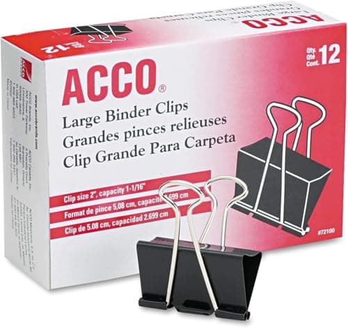Best Binder Clips #7 from ACCO Brands Acco Brand Binder Clips, Large, 1 Box, 12 Clips/Box (72100)