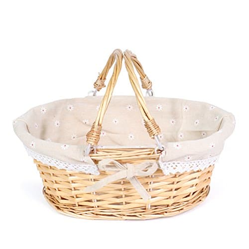 Best Easter Baskets #2 from MEIEM MEIEM Wicker Gift Baskets Empty Oval Willow Woven Picnic Cheap Easter Candy Storage Wine Basket with Handle Egg Gathering Wedding Basket (Natural)
