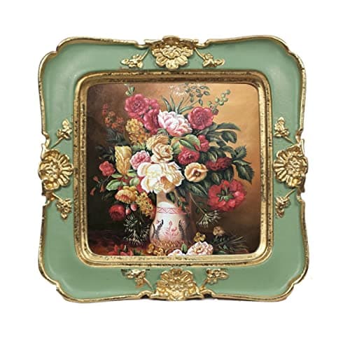 Best Vintage Decors #8 from WINPLUS+ WINPLUS+ Vintage Picture frames 3x3,Luxury Antique Photo Frames With Golden Embossed Flower Furnishing, Retro Style Decor, Wall and Tabletop Display, Art Gallery (3 * 3-Green)