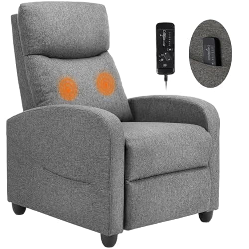 Best Massage Recliners #9 from Sweetcrispy Sweetcrispy Massage Recliner Chair for Adults, Adjustable Home Theater Seating with Lumbar Support, Small Recliners for Small Spaces, Dark Grey