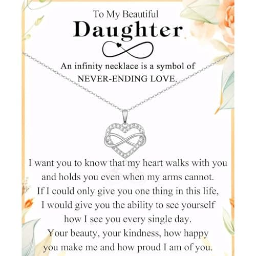 Best Easter Gifts for Daughter #8 from ACOGVN Daughter Gifts from Mom Dad, Trendy Infinity Hearts To My Daughter Necklace as Daughter Christmas Birthday Mothers Day Valentines Day Easter Stocking Stuffers Graduation Back to Shool Gifts Presents