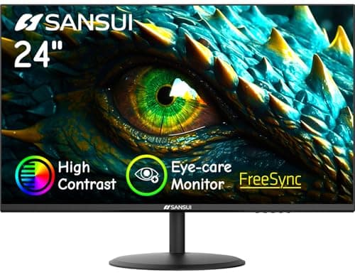 Best Monitor for Computers #7 from SANSUI SANSUI Computer Monitor 24 inch Eye Care 1080P Display HDMI,VGA Ports with 178° Viewing Angle/Frame-Less/Tilt/VESA Compatible for Office and Home