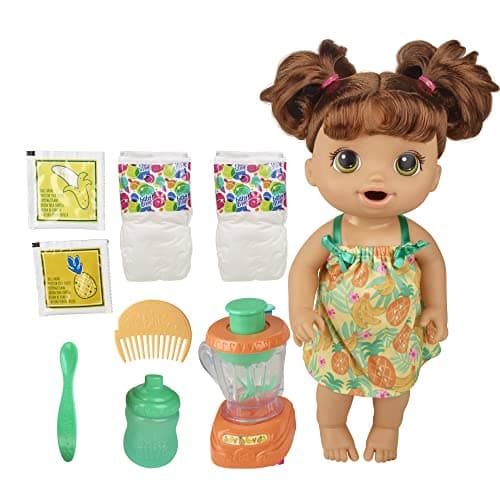 Best Baby Dolls #6 from Baby Alive Baby Alive Magical Mixer Baby Doll Tropical Treat with Blender Accessories, Drinks, Wets, Eats, Brown Hair Toy for Kids Ages 3 and Up
