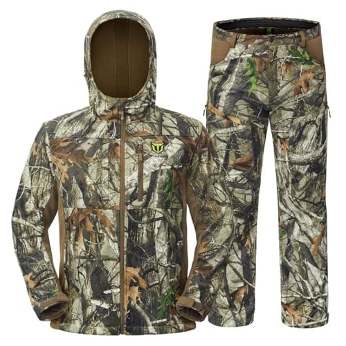 Best Hunting Clothes for Men #9 from TIDEWE TIDEWE Hunting Clothes for Men with Fleece Lining, Safety Strap Compatible Water Resistant Silent Jacket and Pants, Hunting Suit for Climbing Hiking Trekking Camping (Next Camo G2 Size L)