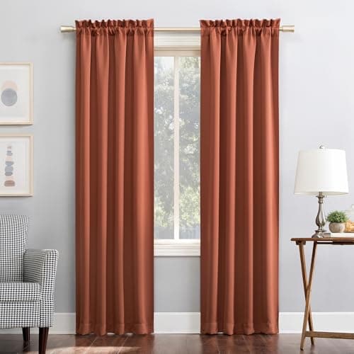 Best Orange Window Curtains #2 from Sun Zero Sun Zero Easton Energy Saving Blackout Rod Pocket Curtain Panel, 40" x 84", Terracotta