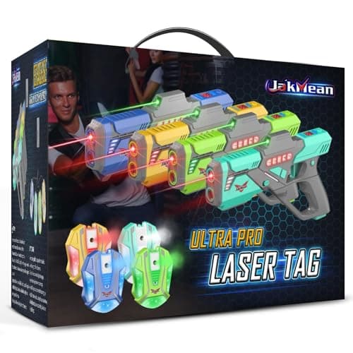 Best Laser Tag Games #6 from JakMean Rechargeable Laser Tag Set with Vests, Upgrade Laser Tag Guns Set of 4 with Mist Spray Effect & LED Digital, Multi Player Toy for Teen Boys & Girls, Indoor&Outdoor Toy Play Game Gift,Ages 8+